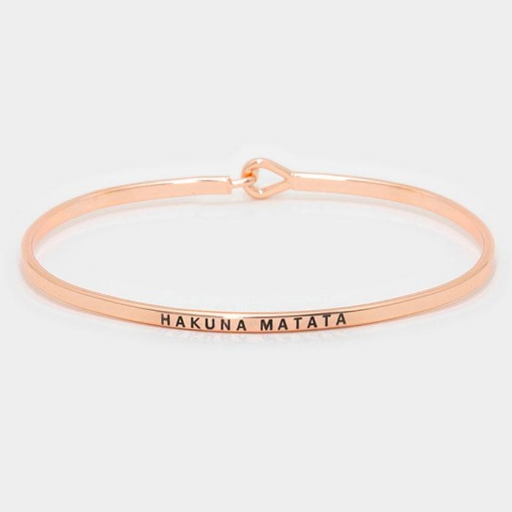 HAKUNA MATATA Engraved Mantra Bracelet Rose Gold